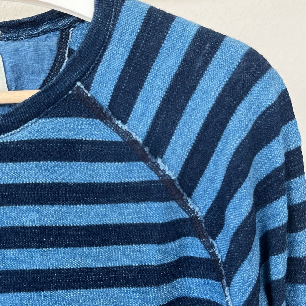 Lucky Brand True Indigo Blue Striped Cotton Long Sleeve Raglan Medium - Picture 3 of 6